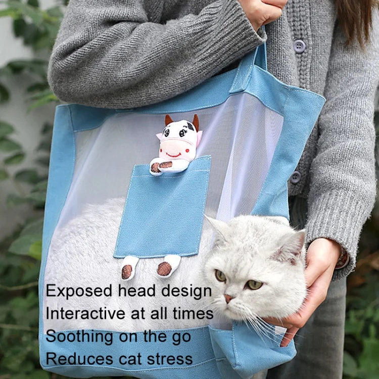 TBD06047650_B7.webp Handheld Large Capacity Breathable Exposed Canvas Cat Bag Outdoor Portable Pet Bag - Image 8