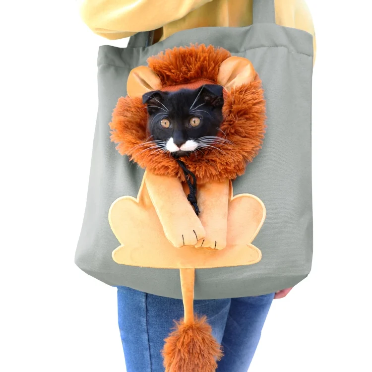 TBD06047655_B1.webp Canvas Expandable Little Lion Shape Cat Bag Small Dog Handbag - Image 2