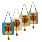 Canvas Expandable Little Lion Shape Cat Bag Small Dog Handbag - Image 3