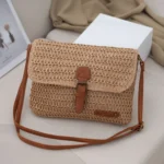 Women Retro Messenger Bag Travel Crossbody Straw Bag