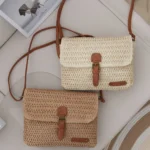 Women Retro Messenger Bag Travel Crossbody Straw Bag - Image 2
