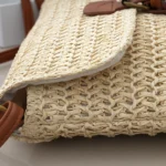 Women Retro Messenger Bag Travel Crossbody Straw Bag - Image 5