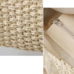 Knitting Straw Shoulder Bag Hollow Wave Large Capacity Tote Bag With Lining - Image 7
