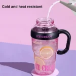 1200ml Large Capacity Lucky Belly Cup Handheld Portable Straw Cup with Tea Drain - Image 5