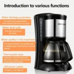 HOMEZEST 600W 0.65L  Automatic Drip Coffee Maker with Glass Carafe 2-6 Cup Capacity - Image 3