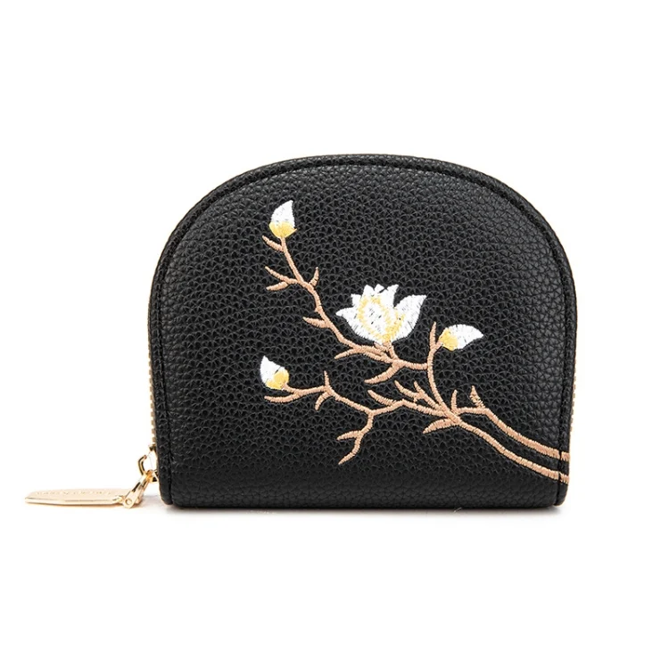 Semicircular Embroidery Large Capacity Multi-card Slot ID Card Holder