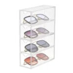 4-Layer Acrylic Stackable Desktop Eyeglasses Display Case Dustproof Drawer Storage Box