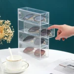 4-Layer Acrylic Stackable Desktop Eyeglasses Display Case Dustproof Drawer Storage Box - Image 4