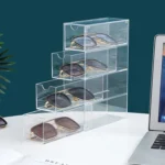 4-Layer Acrylic Stackable Desktop Eyeglasses Display Case Dustproof Drawer Storage Box - Image 5