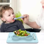 Baby Integrated Suction Cup Grid Food Plate Children Panda Silicon Glue Dishes - Image 2