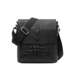Men Vertical PU Leather Shoulder Bag Water-Repellent Casual Briefcase