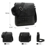 Men Vertical PU Leather Shoulder Bag Water-Repellent Casual Briefcase - Image 3