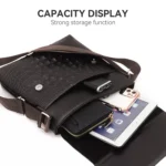 Men Vertical PU Leather Shoulder Bag Water-Repellent Casual Briefcase - Image 4