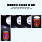 E-SMARTER W890-1 Solar LED Electric Shock Mosquito Light Outdoor USB Rechargeable Lighting Mosquito Trap - Image 8