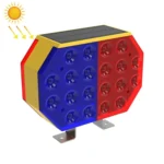 Solar Powered Double Sided LED Barricade Light Traffic Signal Red And Blue Strobe Road Warning Lights