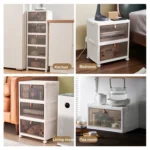 Stackable Plastic Storage Bins With Wheels & Magnetic Door For Snacks, Clothes, Kitchen Supplies, Shoes - Image 6