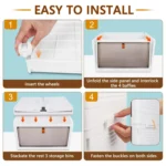 Stackable Plastic Storage Bins With Wheels & Magnetic Door For Snacks, Clothes, Kitchen Supplies, Shoes - Image 7