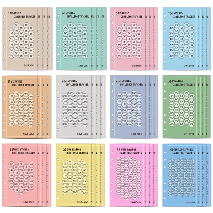 Savings Challenge Trackers A6 Money Saving Budget Planner Cards