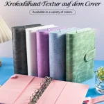 A6 German Loose Leaf Cash Budget Notebook Crocodile Pattern Macaron PU Leather Budget Planner - Image 2