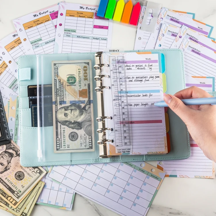 TBD06048195_B6.webp A6 Macaron Loose-Leaf Weekly Plan Monthly Plan Notebook PU Leather Multi-Function Storage Handbook - Image 7