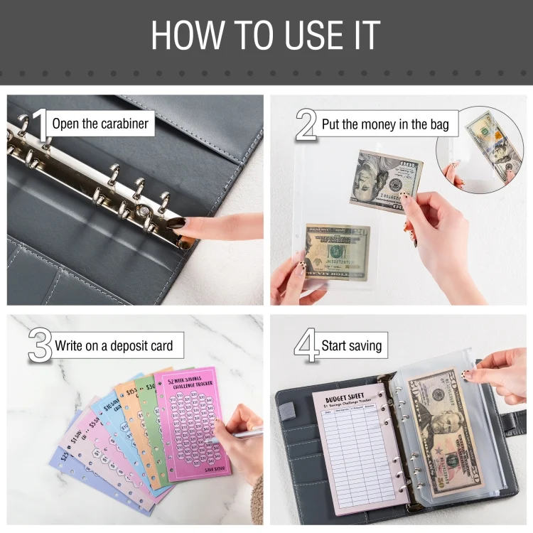 TBD06048198_B5.webp A6 Crocodile Pattern Money Saving Challenge Budget Notebook PU Leather Envelope Binder Budget - Image 6