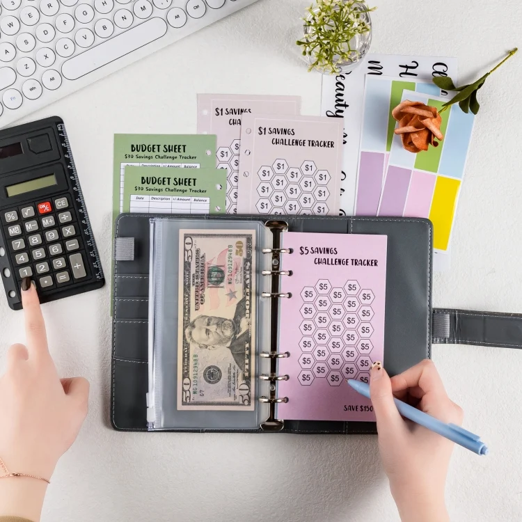 TBD06048198_B6.webp A6 Crocodile Pattern Money Saving Challenge Budget Notebook PU Leather Envelope Binder Budget - Image 7