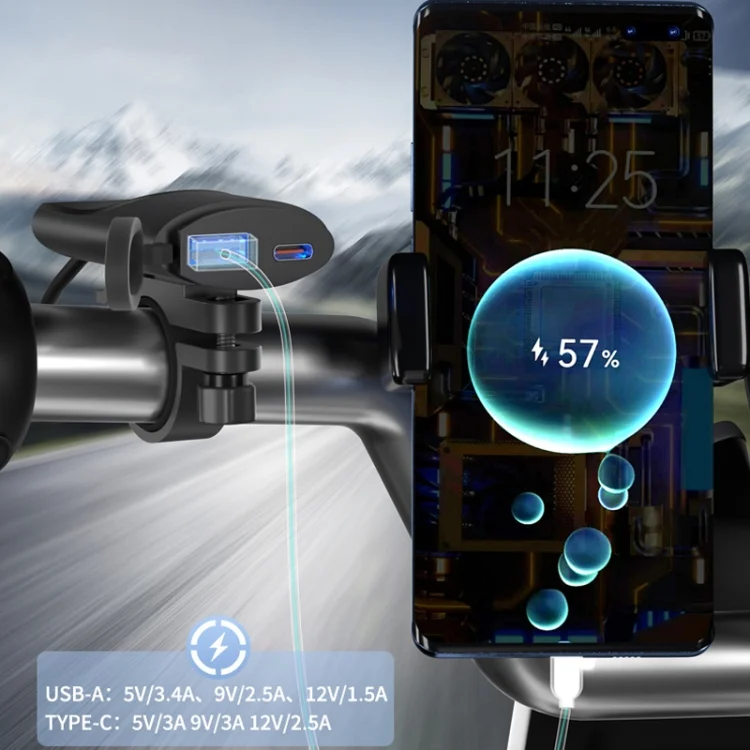 TBD06048223_8.webp Fast Charging Dual-USB QC3.0 Motorcycle Cell Phone Charger - Image 9