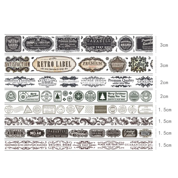 TBD0604825501A_1.webp 8rolls /Box  Ancient Style Transparent PET Tape Set for Journaling 3cm x 2+2cm x 2+1.5cm x 4 - Image 7