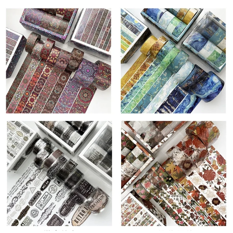 TBD06048255_B1.webp 8rolls /Box  Ancient Style Transparent PET Tape Set for Journaling 3cm x 2+2cm x 2+1.5cm x 4 - Image 2
