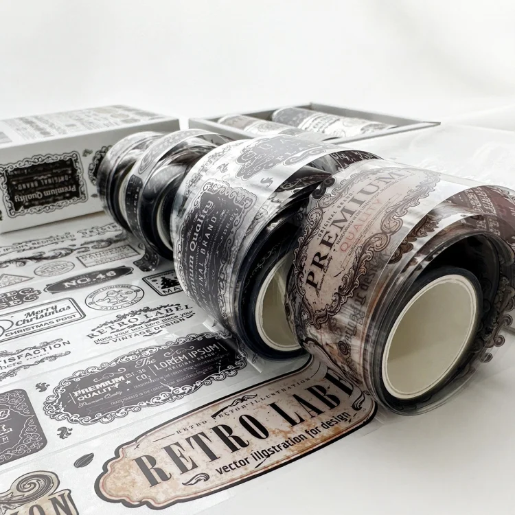 TBD06048255_B4.webp 8rolls /Box  Ancient Style Transparent PET Tape Set for Journaling 3cm x 2+2cm x 2+1.5cm x 4 - Image 5