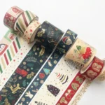 8rolls /Box Christmas Gold Foil Washi Tape Set for Journaling DIY Crafts 3cm x 2+1.5cm x 4+1cm x 2 - Image 2