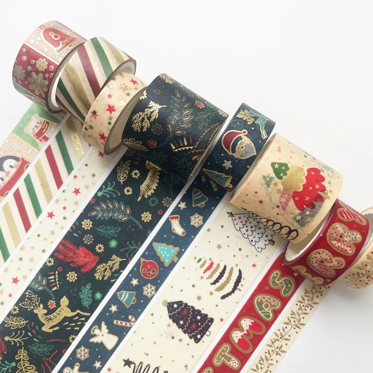 TBD06048258_1.webp 8rolls /Box Christmas Gold Foil Washi Tape Set for Journaling DIY Crafts 3cm x 2+1.5cm x 4+1cm x 2 - Image 2