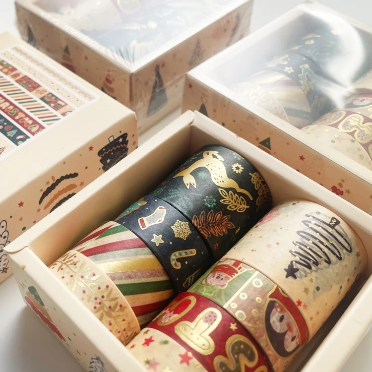 TBD06048258_4.webp 8rolls /Box Christmas Gold Foil Washi Tape Set for Journaling DIY Crafts 3cm x 2+1.5cm x 4+1cm x 2 - Image 5