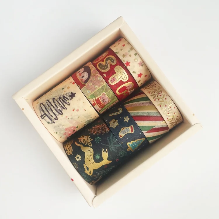 TBD06048258_5.webp 8rolls /Box Christmas Gold Foil Washi Tape Set for Journaling DIY Crafts 3cm x 2+1.5cm x 4+1cm x 2 - Image 6