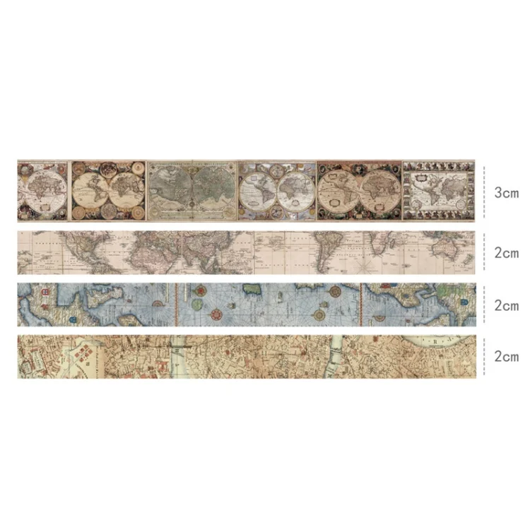 TBD0604826602_1.webp 4rolls /Set Retro Combination Washi Tape for Journals and Crafts, 3cm x 1 + 2cm x 3 - Image 6