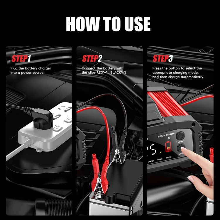 TBD06048276_B11.webp FOXSUR 25A 12V/24V Portable High-Power Car Ship Motorcycle Charger - Image 12
