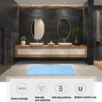 Non-slip Bath Mat Diamond Cut Bathtub Mats With Drain Holes And Suction Cup - Image 2