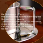 304 Stainless Steel 3 In 1 Double Layer Coffee Cup With Dish and Spoon Heat Insulation and Anti-Scald Milk Tea Mug - Image 6