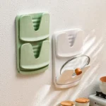 Wall Mounted Pot Lid Holder Kitchen Double Layer Multifunctional Folding Rack - Image 2
