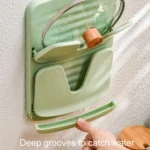 Wall Mounted Pot Lid Holder Kitchen Double Layer Multifunctional Folding Rack - Image 4