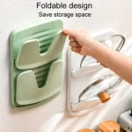 Wall Mounted Pot Lid Holder Kitchen Double Layer Multifunctional Folding Rack - Image 5