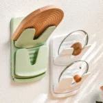 Wall Mounted Pot Lid Holder Kitchen Double Layer Multifunctional Folding Rack - Image 10
