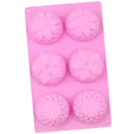6 Grids 3 Groups Flower Shape Silicone Cake Mold Baking DIY Handmade Soap Model Sunflower Moon Cake Mold