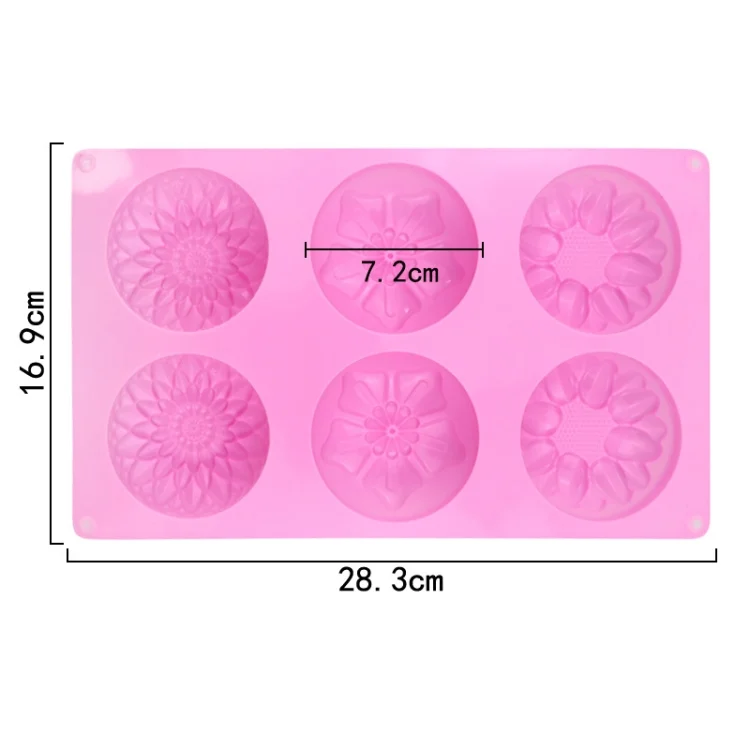 TBD06048435_B4.webp 6 Grids 3 Groups Flower Shape Silicone Cake Mold Baking DIY Handmade Soap Model Sunflower Moon Cake Mold - Image 5