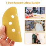 100pcs / Box 5 Inch 8 Holes Round Disc Sanding Sandpaper 125mm Yellow Sand Flocking Sheet - Image 5