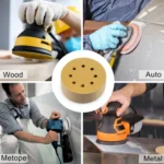 100pcs / Box 5 Inch 8 Holes Round Disc Sanding Sandpaper 125mm Yellow Sand Flocking Sheet - Image 7