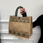 Nation Style Printing Handbag Simple Large Capacity Linen Tote Bag - Image 4