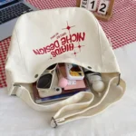 Large Capacity Canvas Bag Women Tote Printed Letter Casual Simple Shoulder Bag - Image 5