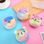 Mini Colorful Round Plush Coin Purse Lipstick Data Cable Portable Bag - Image 4