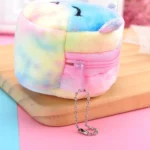 Mini Colorful Round Plush Coin Purse Lipstick Data Cable Portable Bag - Image 6